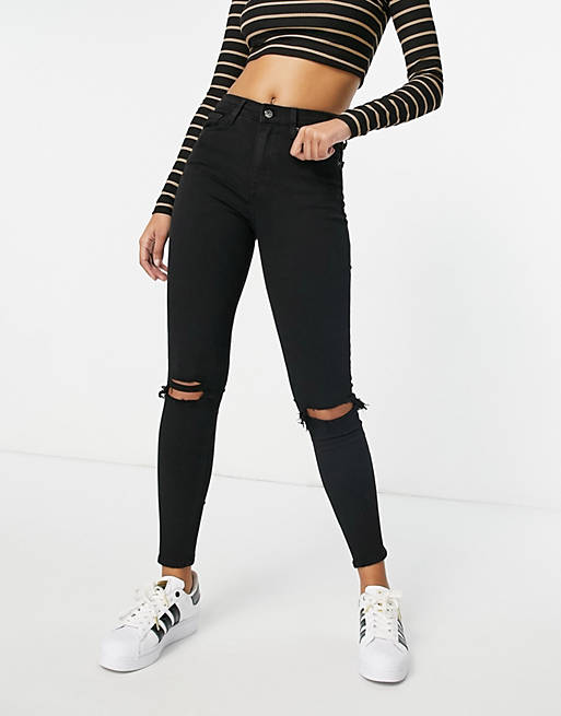 Jeans Topshop jamie jean with rips in black 