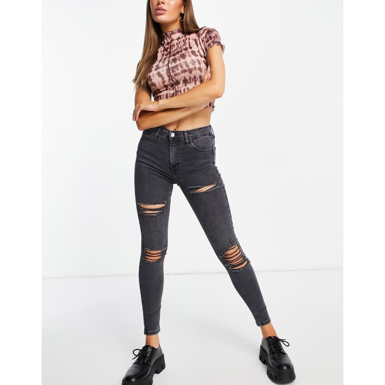 Black topshop ripped jeans best sale