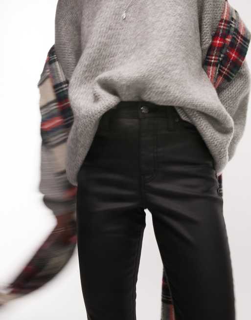 Topshop Jamie jeans in coated black , 4 of 4