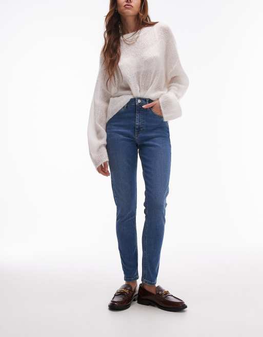 Topshop Jamie jeans in mid blue | ASOS