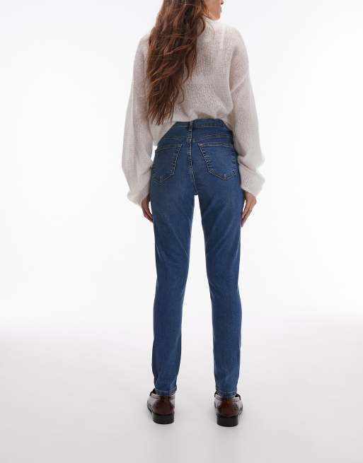 Topshop Tall Jamie jeans in mid blue