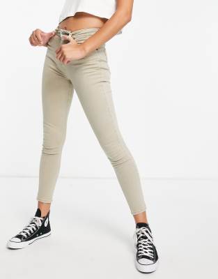 Topshop Jamie Jeans In Sand-neutral In Neutral