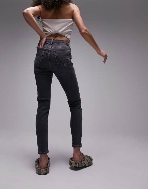 Topshop – Jamie – Jeans in verwaschenem Dunkelgrau mit Knierissen, 2 von 5