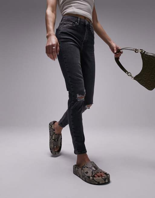 Topshop – Jamie – Jeans in verwaschenem Dunkelgrau mit Knierissen, 3 von 5