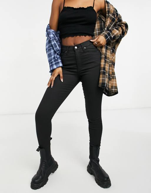 Topshop - Jamie - Jeans in zwart met coating