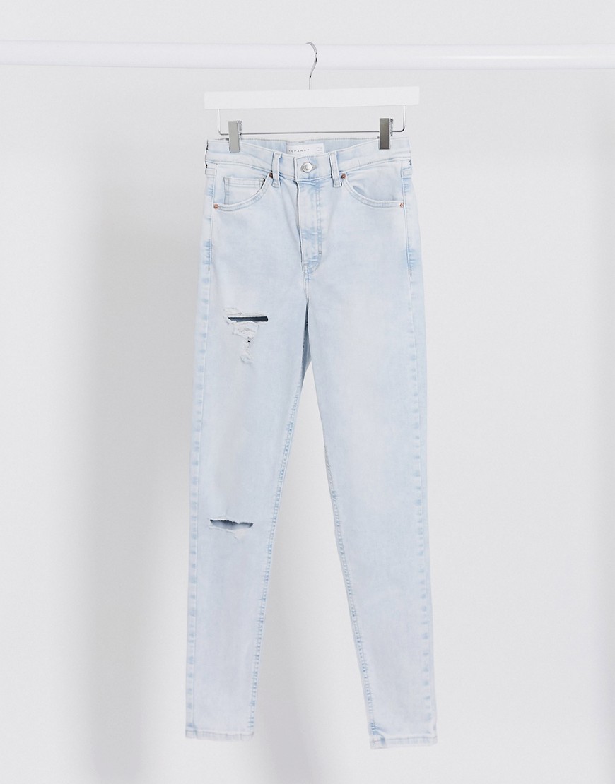 Topshop - Jamie - Jeans met dubbele kniescheuren in super gebleekte wassing-Blauw