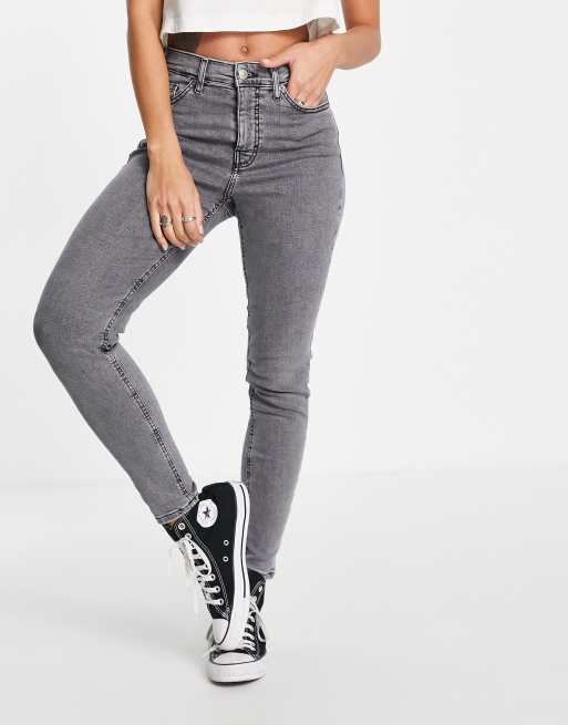 Topshop - Jamie - Jeans met hoge taille in grijs