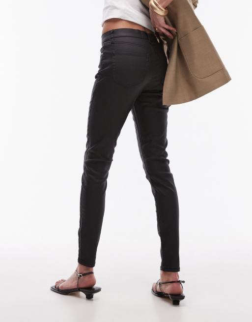 Topshop - Jamie - Jeans met hoge taille in zwart met coating, 2 van 5