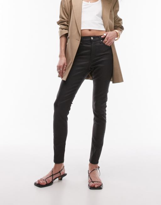 Topshop - Jamie - Jeans met hoge taille in zwart met coating, 4 van 5