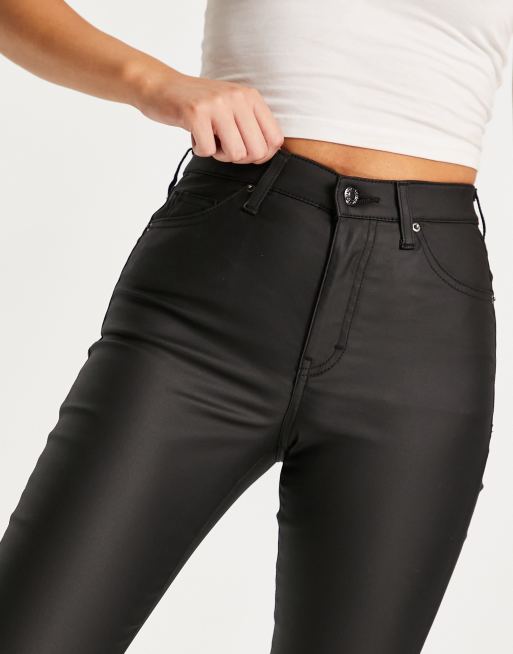 Topshop - Jamie - Jeans met hoge taille in zwart met coating, 2 van 4