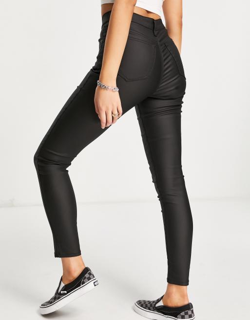 Topshop - Jamie - Jeans met hoge taille in zwart met coating, 4 van 4