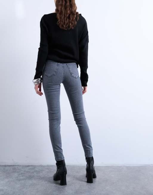 Topshop - Jamie - Jeans skinny a vita alta grigi, 4 di 7