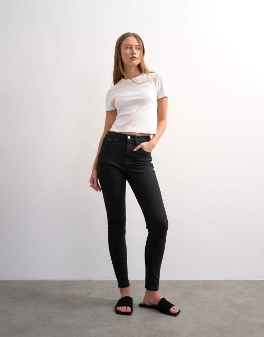 Topshop - Jamie - Jeans skinny a vita alta neri, 5 di 7
