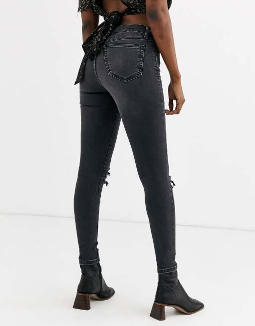 Topshop black shop ripped jamie jeans