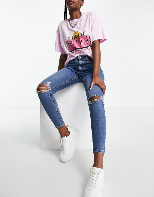 Topshop knee hot sale ripped jeans