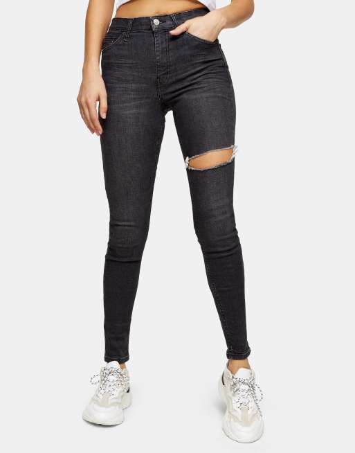 Black thigh best sale ripped jeans