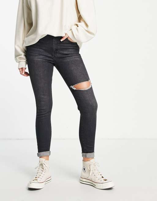 Atlas rygte rulle Topshop Jamie jeans with thigh rip jean in washed black | ASOS