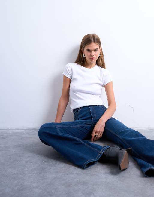 Topshop - Jamie - Mørkeblå jeans med høj talje og svaj, 3 af 7