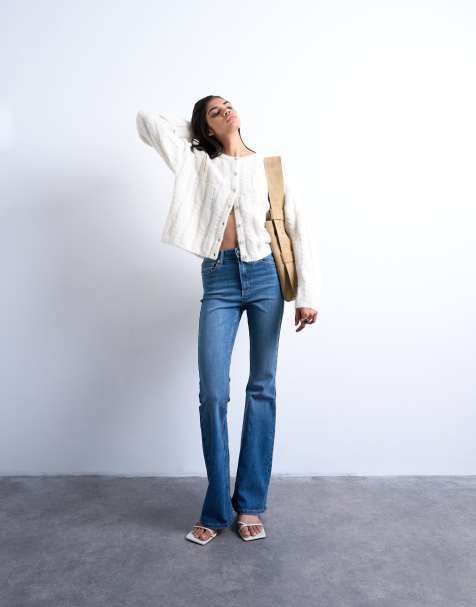 Topshop – Jamie – Niebieskie jeansy dzwony z podwyższonym stanem w stylu vintage - view 1