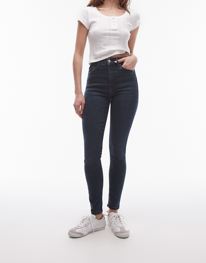 Topshop Jamie Recycled Cotton Blend Jeans In Blue Black-blues