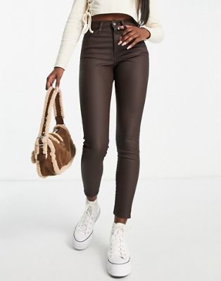 Topshop Jamie recycled cotton blend jean in brown coated  | ASOS