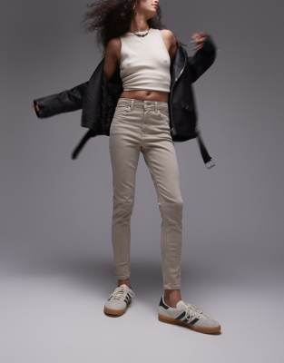 Topshop Jamie Jeans In Sand-neutral