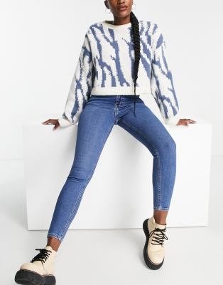 Topshop Jamie Jeans In Rich Blue-blues In Blue