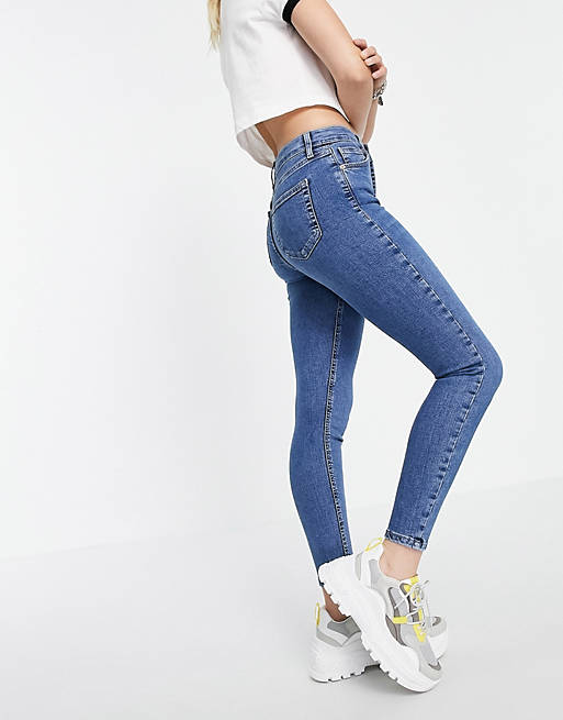  Topshop Jamie recycled cotton blend jeans in mid blue 