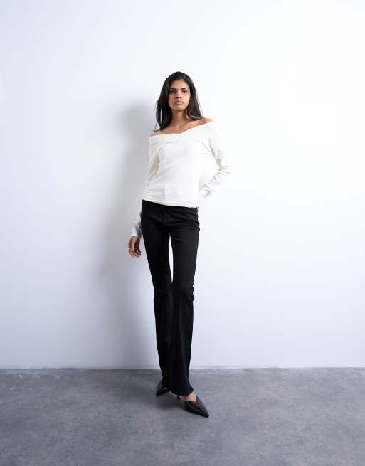 Topshop – Jamie – Schlagjeans in Schwarz mit hohem Bund, 2 von 7
