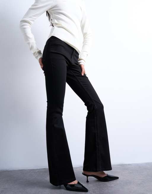 Topshop – Jamie – Schlagjeans in Schwarz mit hohem Bund, 3 von 7