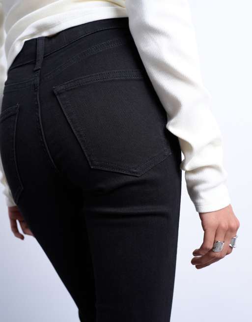 Topshop – Jamie – Schlagjeans in Schwarz mit hohem Bund, 4 von 7