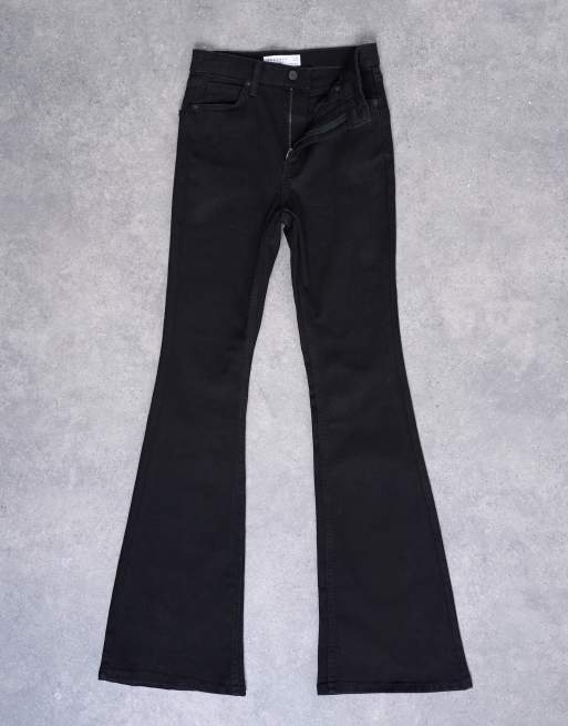 Topshop – Jamie – Schlagjeans in Schwarz mit hohem Bund, 6 von 7