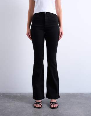 Topshop - Jamie - Schlagjeans in Schwarz mit hohem Bund