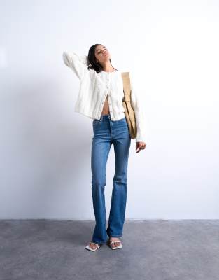 Jamie - Schlagjeans in Vintage-Blau mit hohem Bund Blau W32 L32