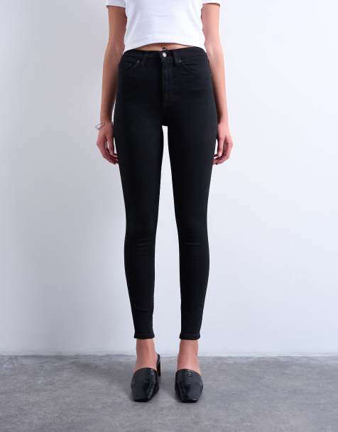 Topshop Jamie skinny high rise jeans in black - view 1