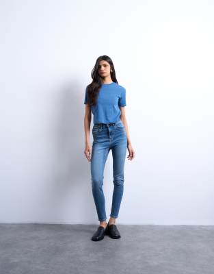Topshop Jamie skinny high rise jeans in vintage blue