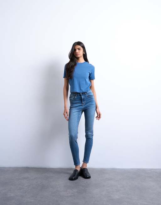 Topshop Jamie skinny high rise jeans in vintage blue