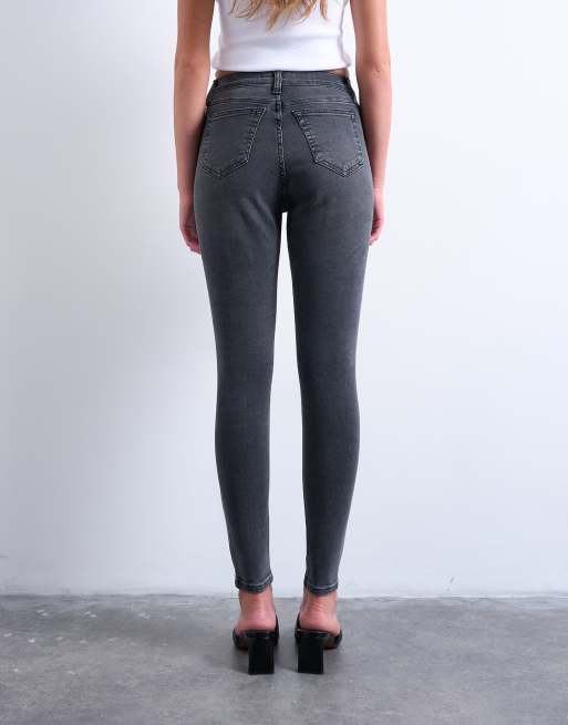 Topshop Jamie skinny high rise jeans in washed black ASOS