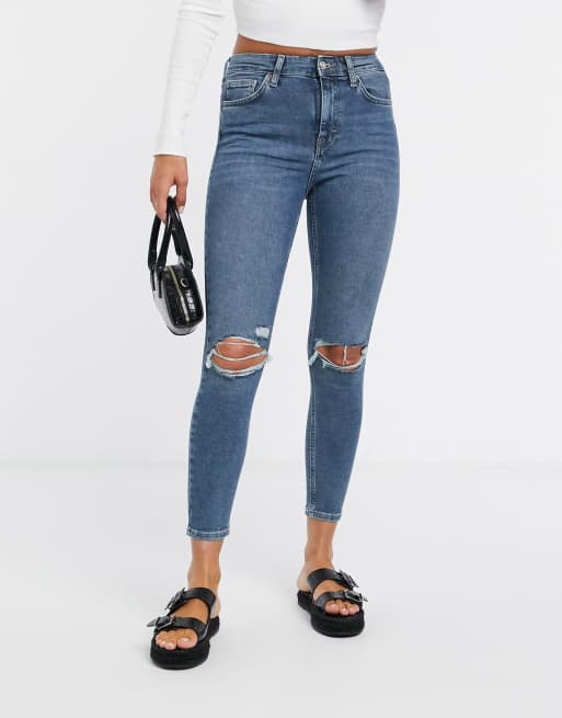 Topshop Jamie skinny jeans in green denim wash | ASOS