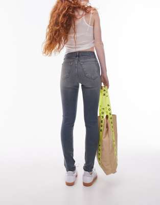 Topshop - Jamie - Skinny-Jeans in Rußblau mit hohem Bund