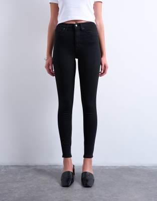 Topshop - Jamie - Skinny-Jeans in Schwarz mit hohem Bund