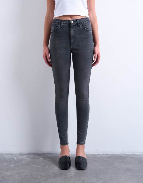 Topshop – Jamie – Skinny Jeans in verwaschenem Schwarz mit hohem Bund - view 1