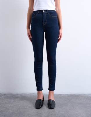 Topshop - Jamie - Skinny Jeans mit hohem Bund in Rinse-Blau