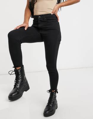 raw hem black skinny jeans