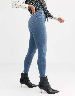 mid blue raw hem jamie jeans