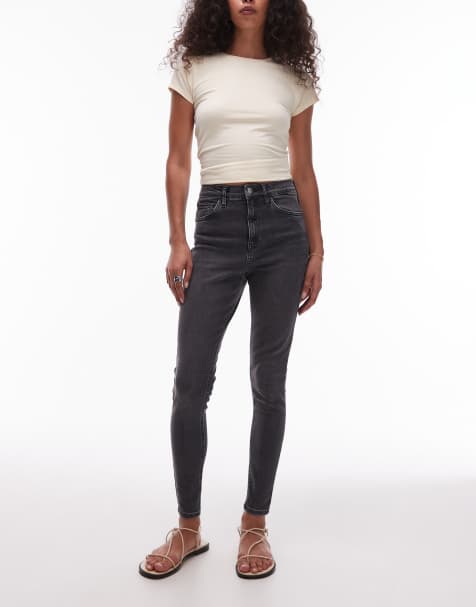 Topshop - Jamie - Sorte og forvaskede skinny jeans med høj talje - view 1