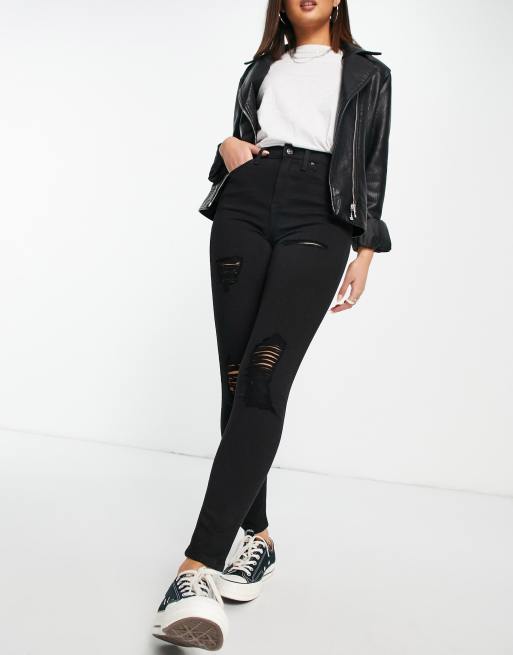 gå på indkøb trug rigtig meget Topshop Jamie super ripped skinny jeans in black | ASOS