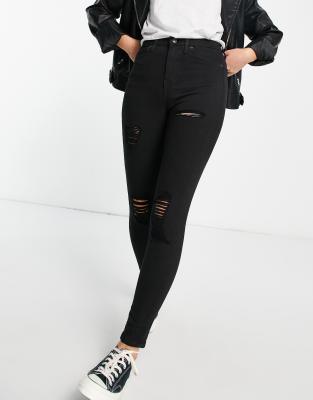 black ripped skinny jean