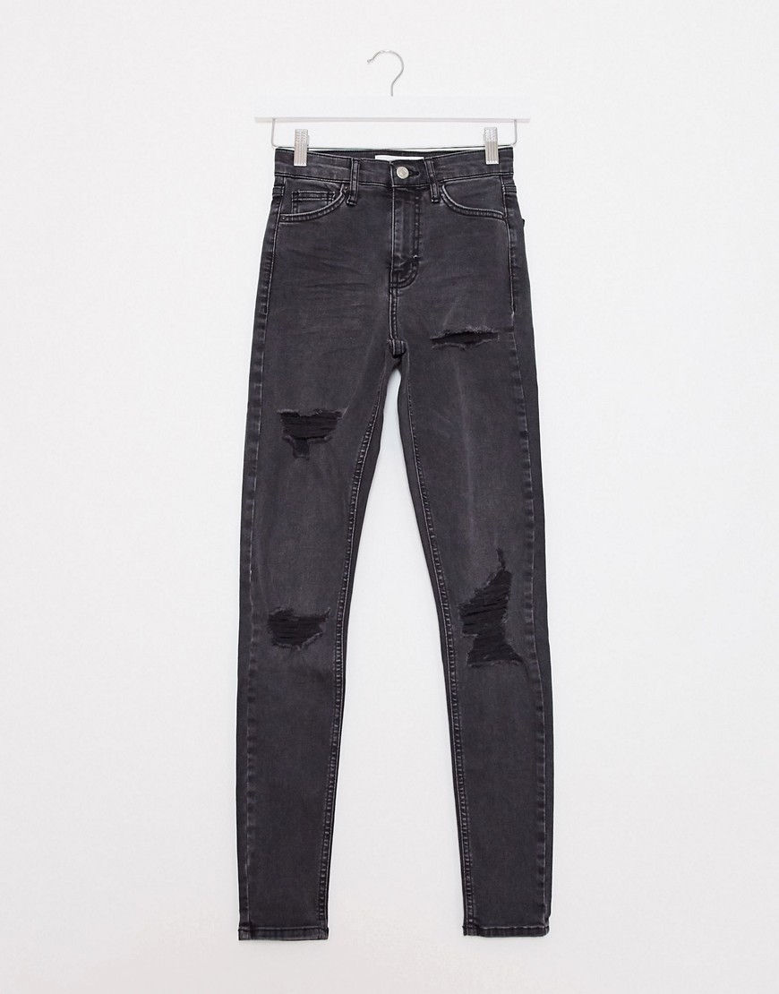 Topshop – Jamie – Svarta skinny jeans med revor