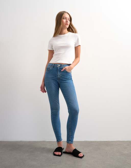 Topshop – Jamie – Vintageblå, skinny jeans med hög midja, 5 av 7